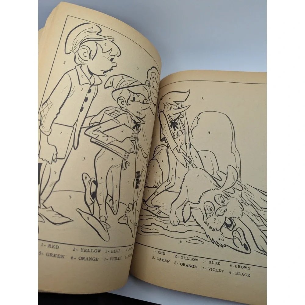 Vintage Pinocchio Color By Number Book Complete Story Clover‎ Coloring Pages